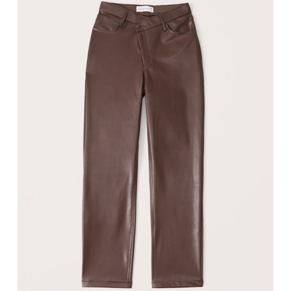 Abercrombie & Fitch Crossover Waist Vegan Leather Dad Pants- Size 32 = Size 14